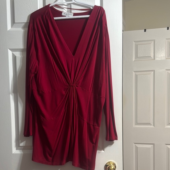michel by michel antoni Tops - Elegant Red V-Neck Top